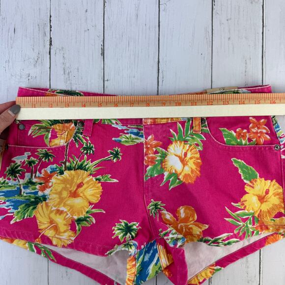 NWT Denim & Supply Ralph Lauren Pink Tropical Floral Mini Denim Shorts Size 30 - Picture 15 of 16